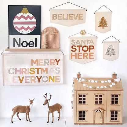 Merry Christmas Everyone banner, wall hanging in a choice of 2 colourways.